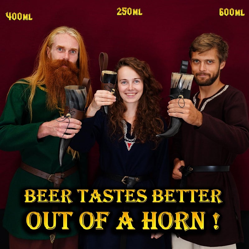 Mythrojan Viking Drinking Horn Black Medieval Beer Drinking Horn Authentic with Strap Norse Beer Mug Viking Ale Cup 250 ml Replica 8oz - Image 3